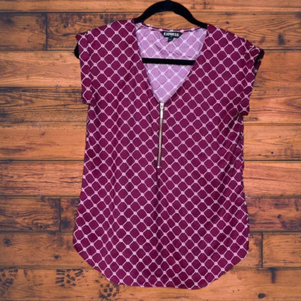 5 for $25🔥XS Express Maroon Printed Blouse